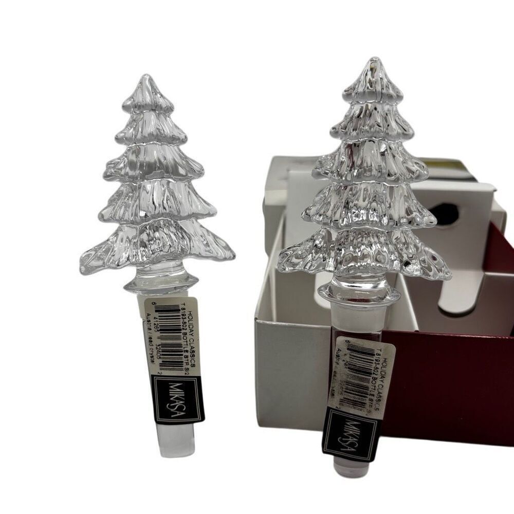 MIKASA Crystal Christmas Tree Bottle Stoppers New In Box - Picture 7 of 7